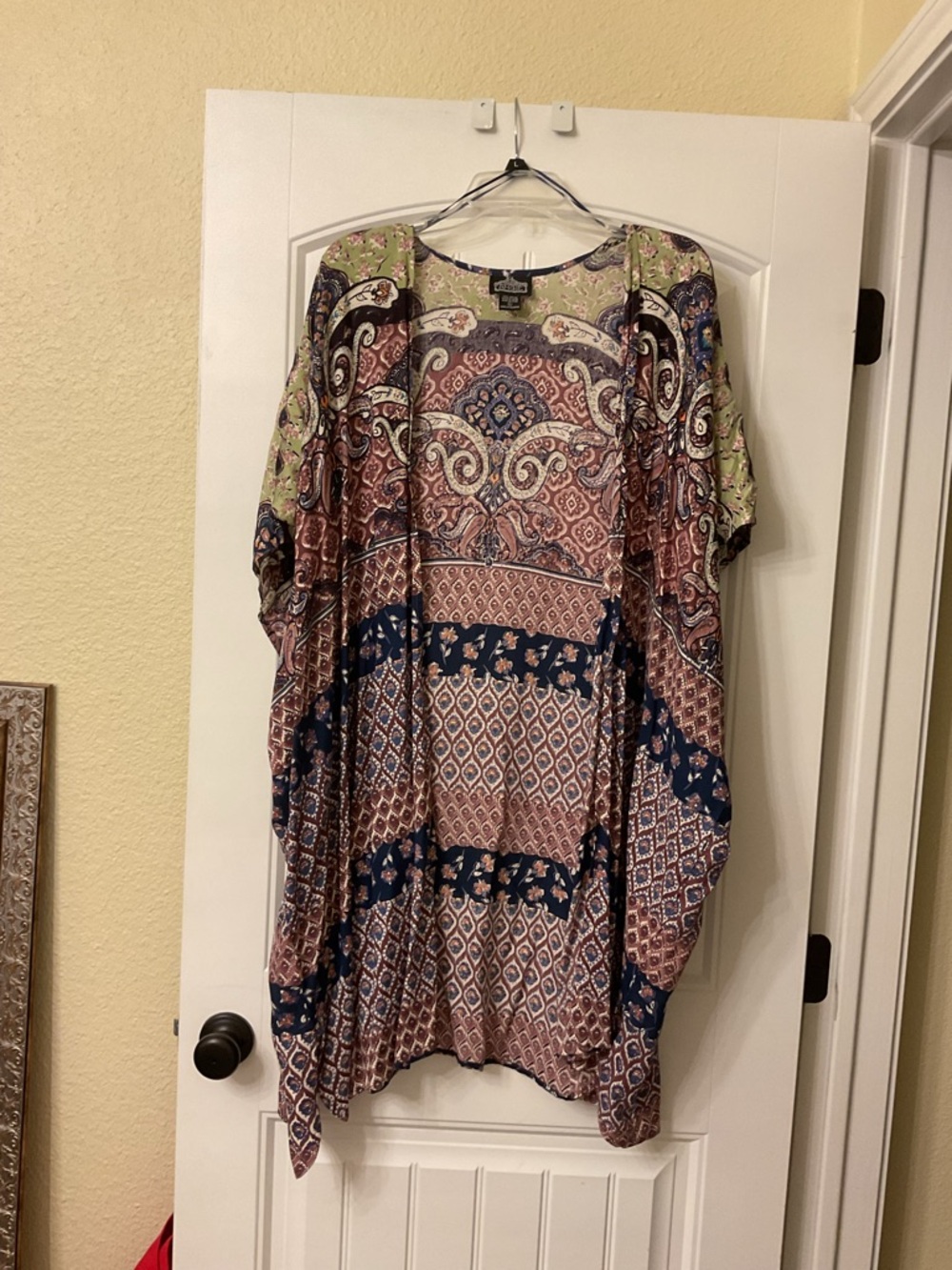 Angie Multicolor Paisley-Neckline Rayon Top L